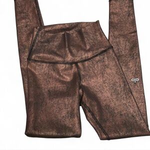 Alo Yoga Metallic Rose Gold Foil Leggings XS High-Rise